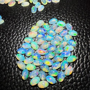 5 Pcs Natural opal cabs, welo fire opal, Ethiopian fire opal cabochons, opal gemstone, polished opal cabs, loose opal oval shape size 3x5mm