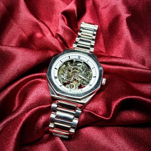 925 Sterling Silver Mens Watch / Sterling Silver / Silver Chain /Anniversary/ Wedding