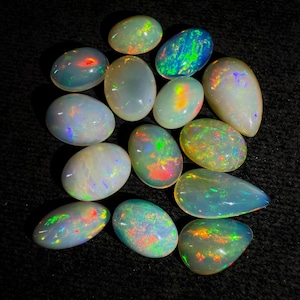 AAA+++ Top Quality Natural Ethiopian White Opal Cabochon Lot Welo Opal Making Jewelry
