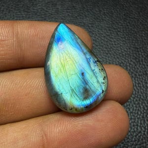 Blue Fire Labradorite Cabochon: Natural Gemstone for Jewelry Making (28x19x8mm)