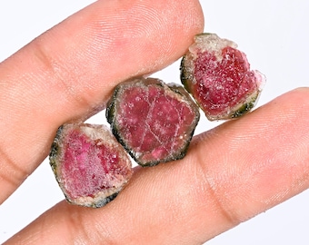 AAA Rubellite Tourmaline Rough Crystals ,Jewelry Making,3 Pcs Lot