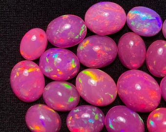 天然ピンクオパール宝石オーバルカボションストーン - エチオピア産