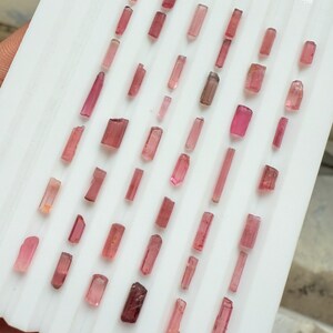 43 Pcs Tourmaline Pencil Crystal Green Tourmaline Rough Stick For Jewelry Making Pencil Crystal Gift For Her 5-13mm Raw Gemstone 21 CTS