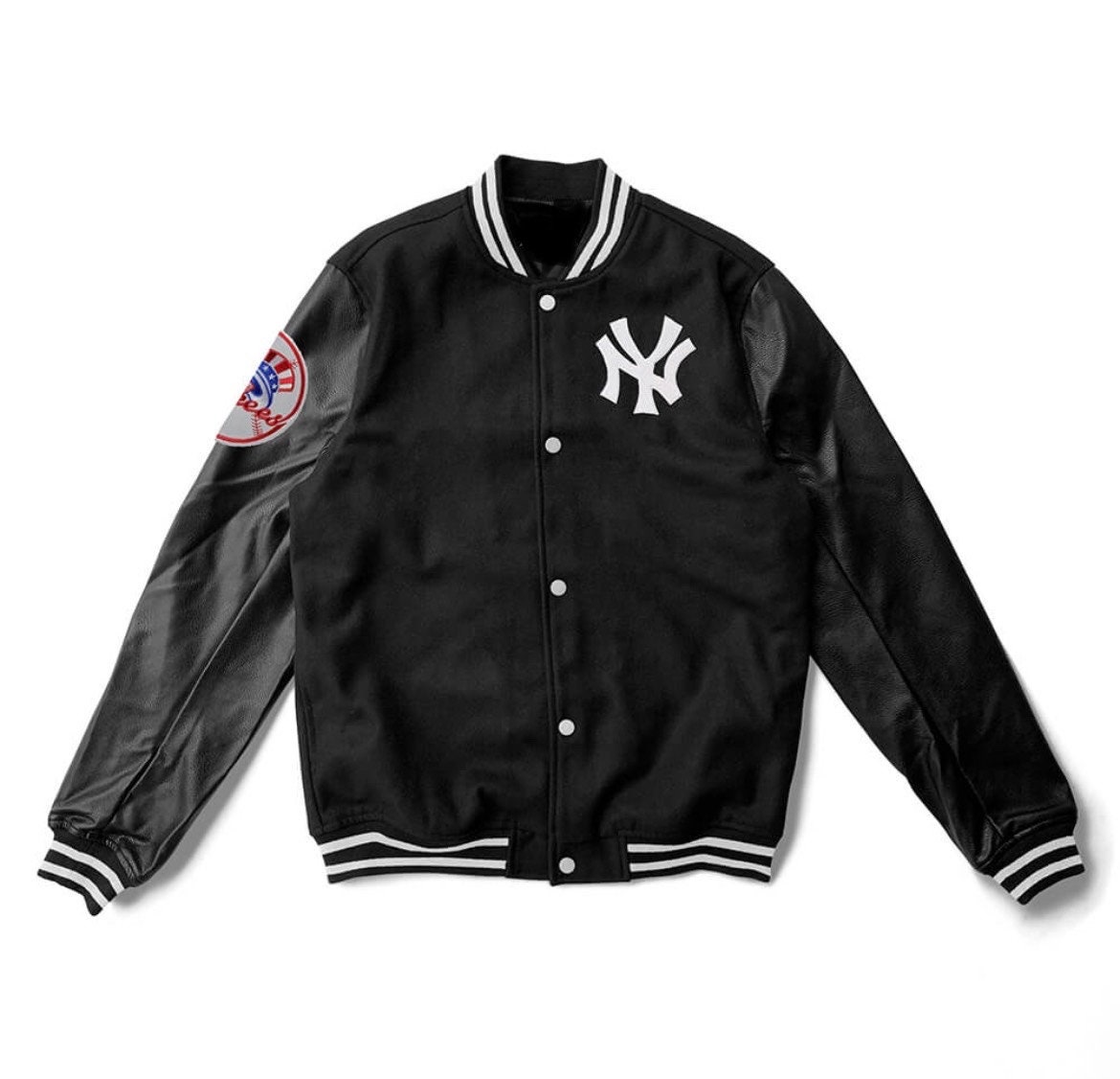 NY Yankees Black And White Letterman Jacket ubicaciondepersonas.cdmx