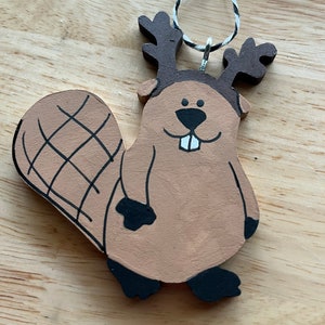 Beaver reindeer ear ornament