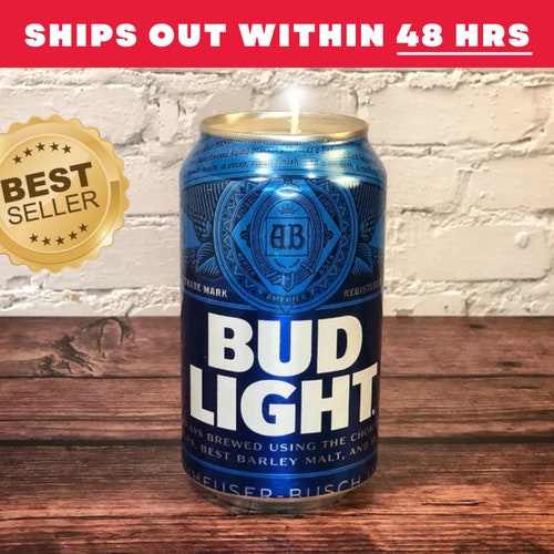BUD LIGHT CANDLE Hand Custom Scented Beer Candle -