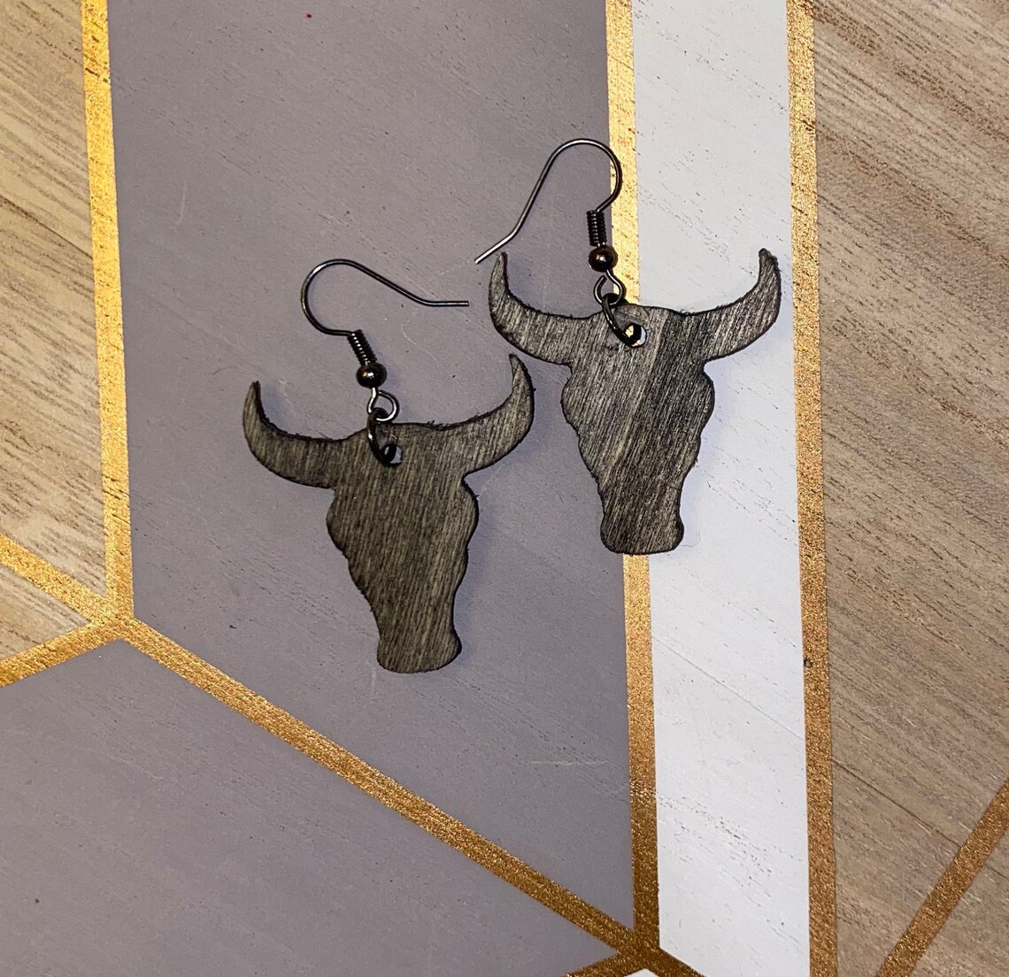 Cow Head Wooden Earrings Branded Earrings Cowgirl Earrings Etsy