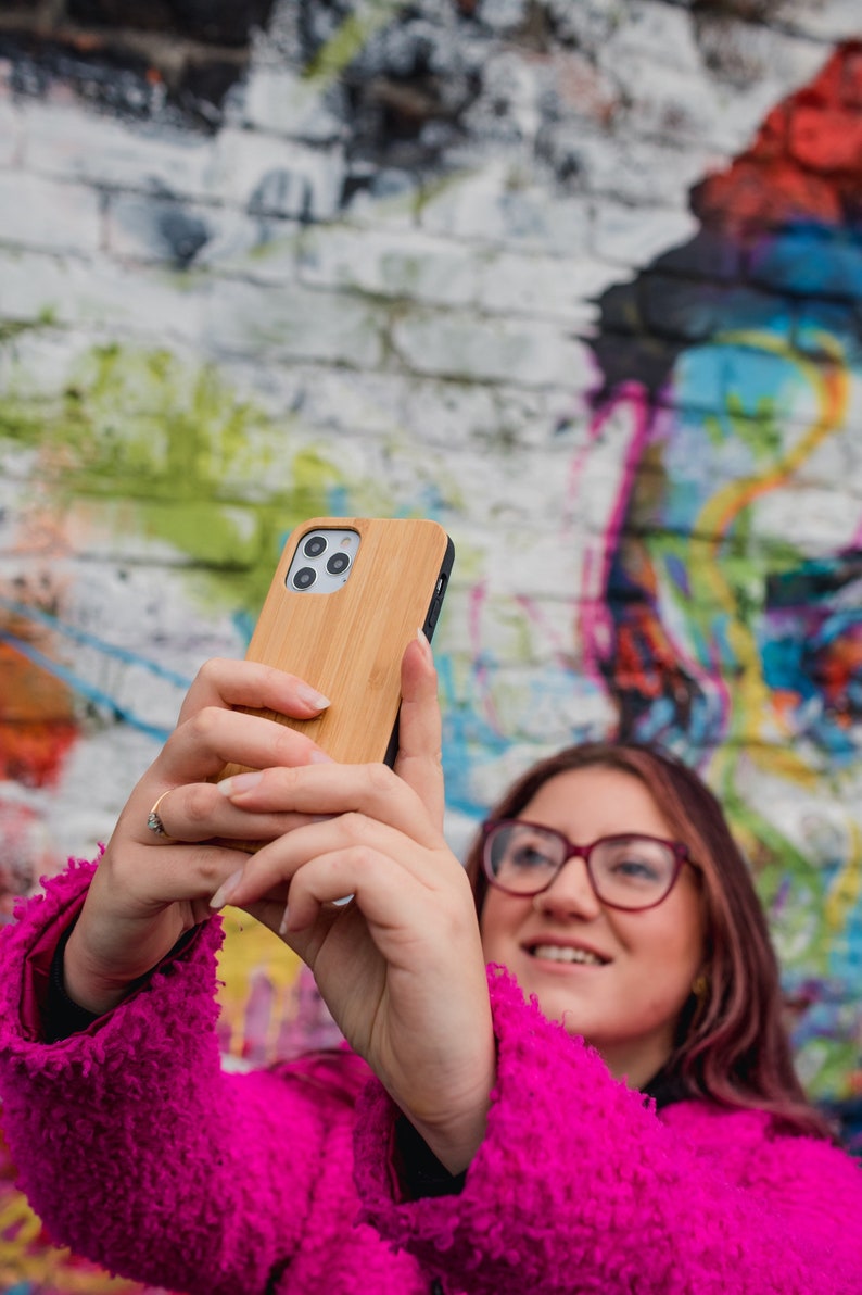 Real Bamboo iPhone Case Zero Waste Bamboo Phone Case for iPhone 12 and iPhone 12 Pro with Eco-Friendly Shell Sustainable