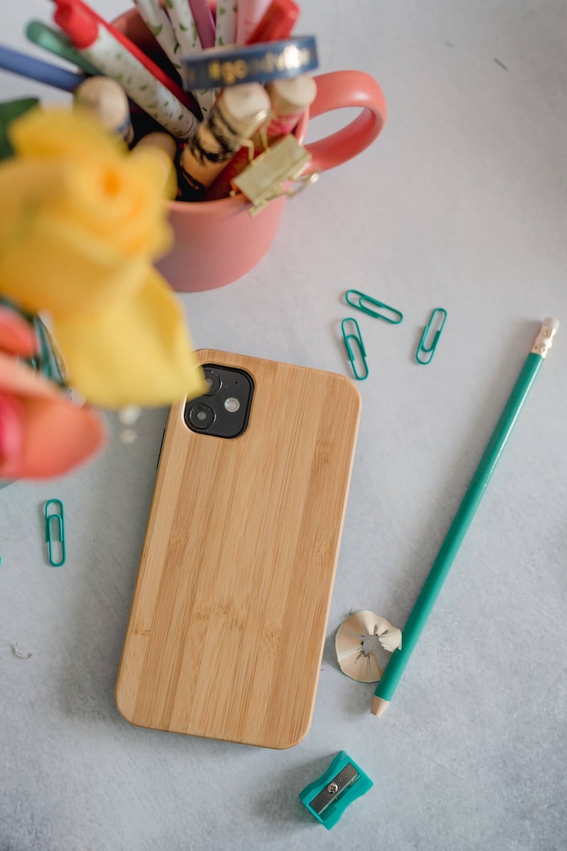Real Bamboo iPhone Case Zero Waste Bamboo Phone Case for iPhone 12 and iPhone 12 Pro with Eco-Friendly Shell Sustainable