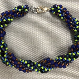 Bracelet Beautiful Blue Violet Fire Polish Crystal Pretty Style Art Avant Garde All The Rage Jewelry 1 One Of A Kind Quality Handmade In USA
