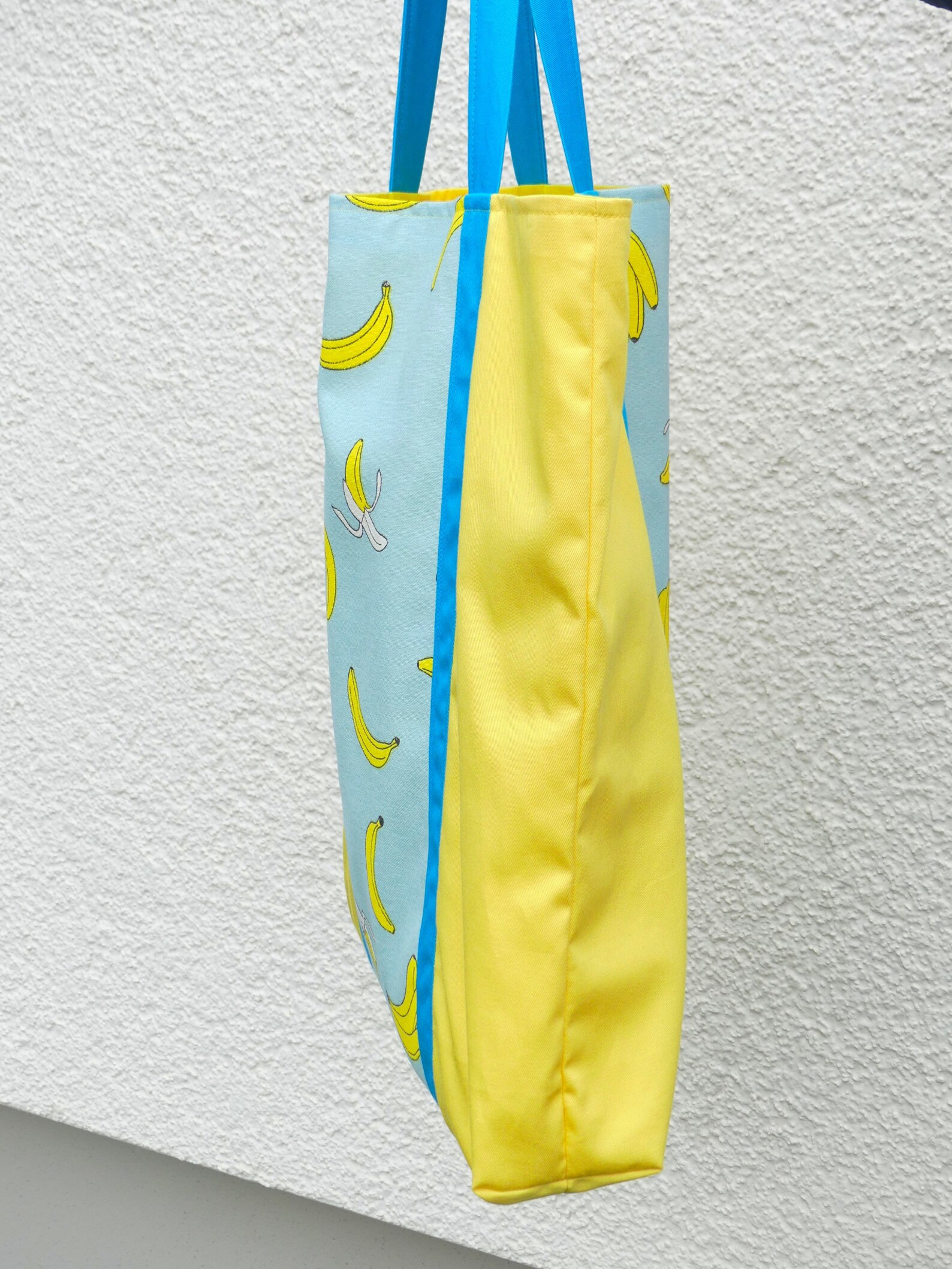Cloth bag with bananas shopping bag foldable canvas tote Etsy