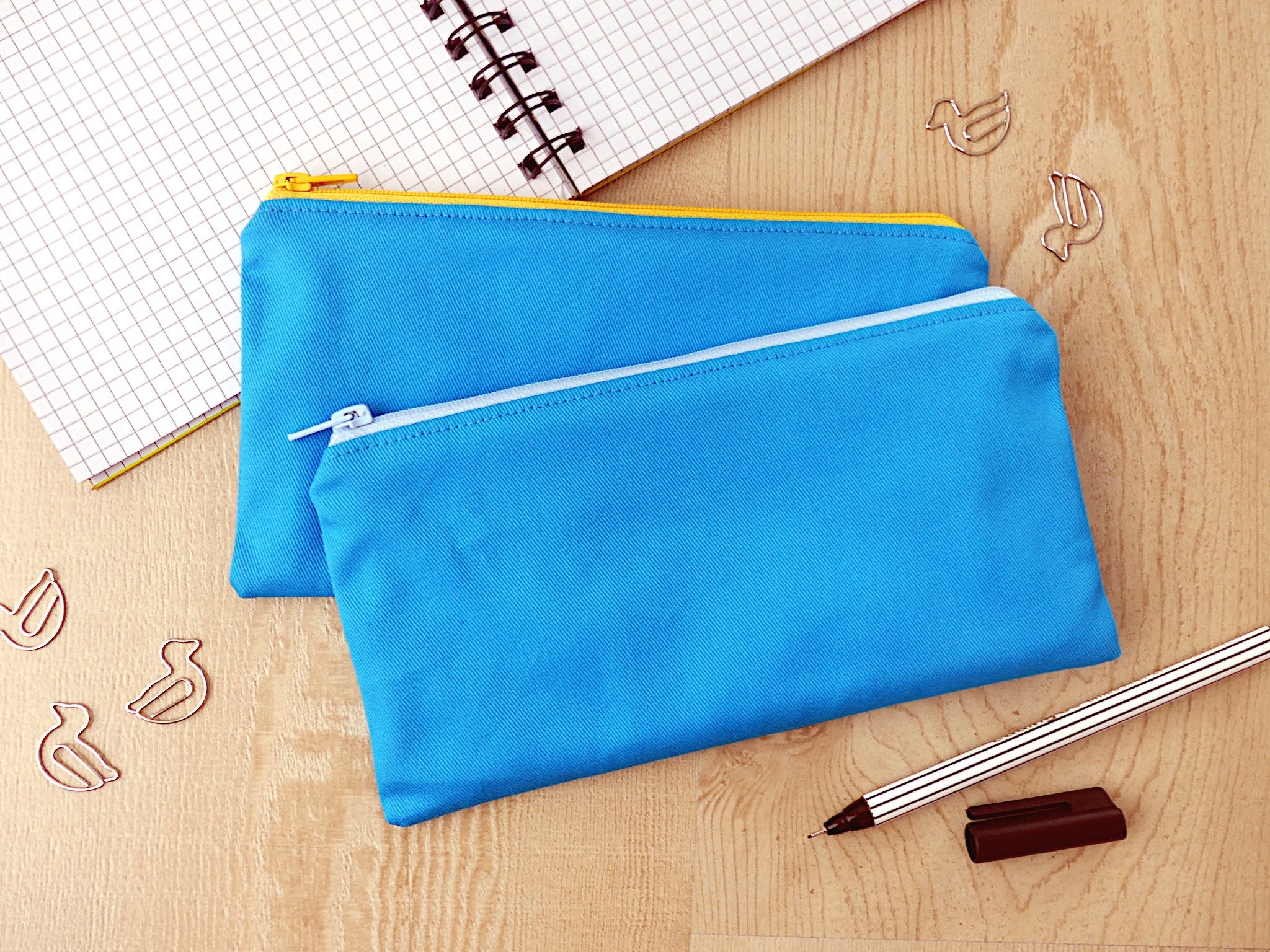 Turquoise pencil case fabric pencil case Small pencil case | Etsy