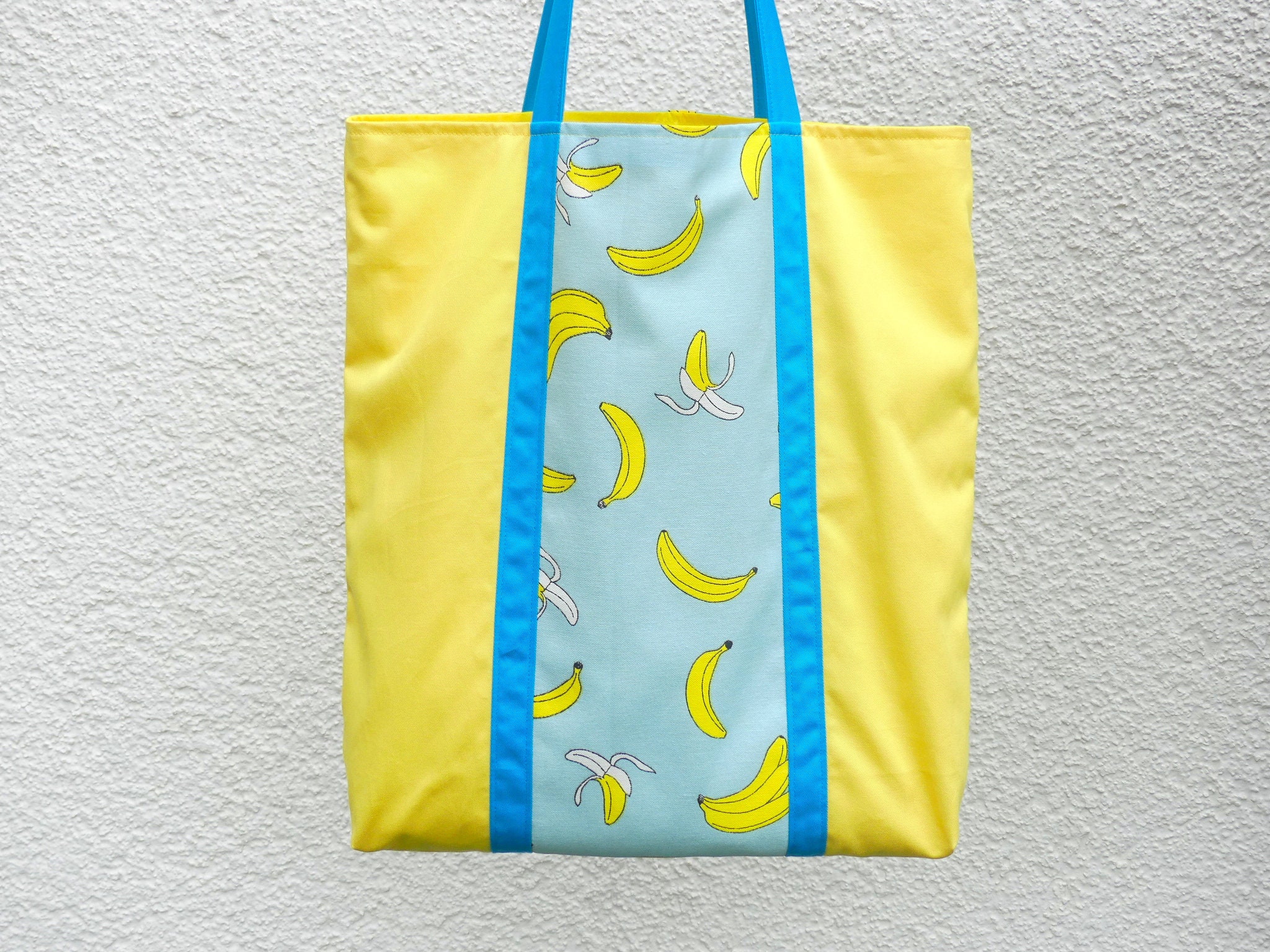 Cloth bag with bananas shopping bag foldable canvas tote Etsy