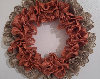 Couronne d'automne pour porte d'entrée à l'extérieur, couronne d'automne, couronne de toile de jute, couronne de toile de jute orange et beige, couronne d'automne, accroche-porte, couronne de tous les jours