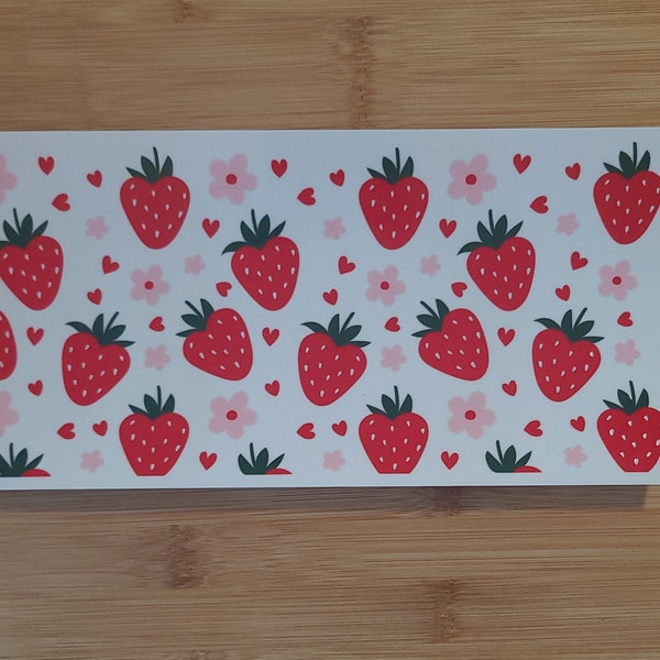 UV DTF strawberries and flowers 16 oz cup wrap. ready to apply,spring cup wrap, summer cup wrap, strawberry cup wrap, ready to ship,mom gift