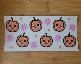Niedliche Kürbisse Halloween Cup Wrap UV DTF Cup Wrap, 16 Unzen Cup Wrap