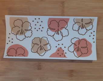 UV DTF retro hibiscus cup wrap,16 oz cup wrap. ready to apply,ready to use, ready to ship, fruit cup wrap, flower cup wrap, summer cup