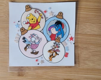 Décorations de Noël, décalcomanie UV DTF. Prêt à poser, emballage d'hiver, cadeau