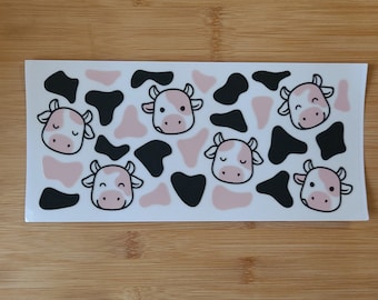 Emballage de tasse de vache mignon, emballage de tasse de 16 oz. prêt à poser, prêt à l'emploi, prêt à expédier, emballage de tasse de fleurs, emballage de tasse d'été, impression de vache cadeau