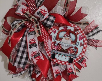 Couronne de gnome, couronne de camion de la Saint-Valentin, accroche-porte de la Saint-Valentin, décorations de la Saint-Valentin