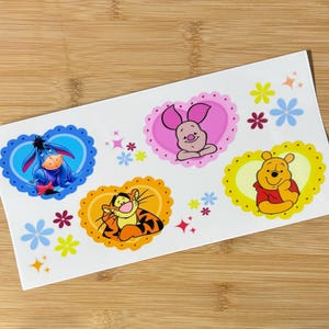 Cute  heart  flower bear and friends cup wrap,  UV DTF ready to apply 16 oz cup wrap,valentines day coffee cup wrap, heart cup wrap,diy gift