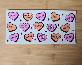 Cute spooky valentines hearts cup wrap  UV DTF cup wrap,16 oz cup wrap.ready to apply,fall cup wrap,gift
