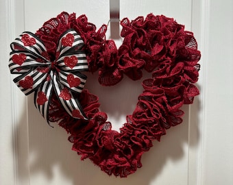 Rotes Herz Kranz für Haustür/roter Herzkranz/Herz Kranz/Valentinstag Geschenk/Türhänger/Türhänger