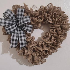 Burlap farmhouse wreath for front door ,Rustic farmhouse heart wreath,Burlap heart wreath,spring wreath for front door,valentine wreath home