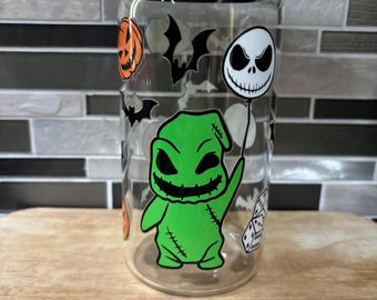 Taza de Halloween con temática de pesadilla Boogie, taza de 16 oz con tapa de bambú y pajita, taza de Halloween, regalo de Halloween, decoración de Halloween