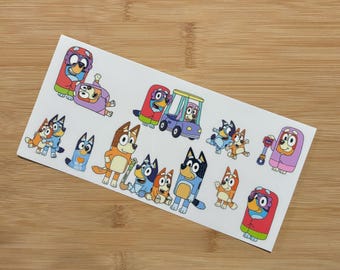 Emballage de gobelet famille bleu avec mamies 16 oz Emballage de gobelet UV DTF, prêt à poser, emballage de gobelet pour enfants, cadeau, emballage de gobelet bricolage