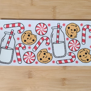 Christmas candy cane cup wrap UV DTF 16 oz cup wrap,cookies and candy canes cup wrap ready to apply, x-mas  cup wrap, diy holiday gift