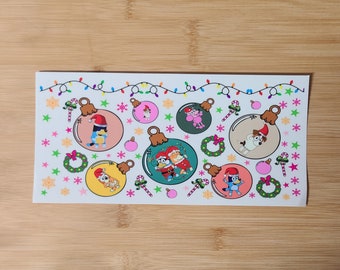 Emballage de gobelet avec décorations de Noël UV DTF, emballage de 16 oz. Prêt à poser, emballage d'hiver, cadeau