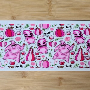 Pink nightmare Halloween cup wrap UV DTF cup wrap,16 oz cup wrap,ready to apply,fall cup wrap, Christmas cup wrap