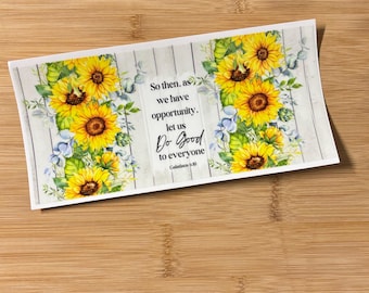 Enveloppement de tasse de vers de la bible, vers de la bible avec emballage de tasse religieux tournesols, prêt à appliquer enveloppement de tasse de 16 oz, cadeau religieux de Pâques