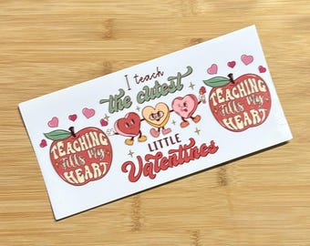 Enseignants Saint-Valentin avec emballage de gobelet coeurs, emballage de gobelet UV DTF prêt à appliquer 16 oz, emballage de gobelet Saint-Valentin, emballage de tasse coeur, cadeau de bricolage
