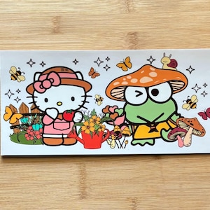 UV DTF kawaii kitty and friends fall mushrooms cup wrap ready to apply 16 oz cup wrap,flower cup wrap,ready to apply, kids cup wrap,diy gift