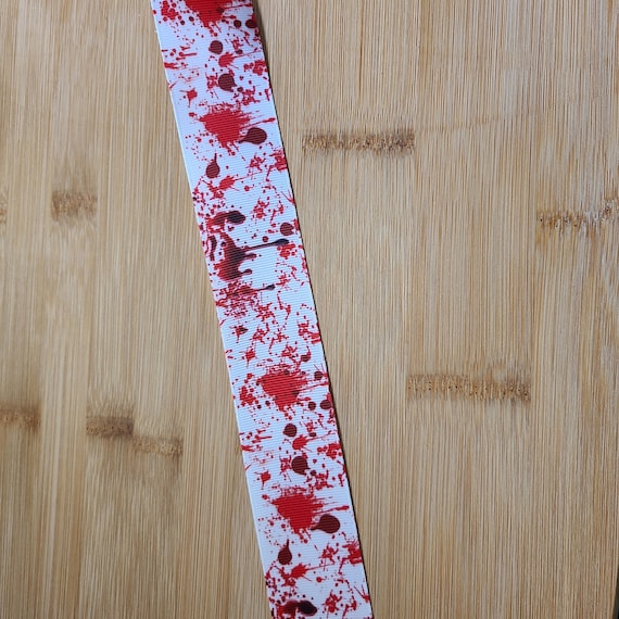 Blood splatter ribbon 7/8 inch, Halloween ribbon, blood splatter ribbon