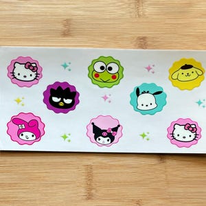 UV DTF kawaii kitty and friends cup wrap ready to apply 16 oz cup wrap,flower cup wrap, ready to apply, kids cup wrap, diy gift