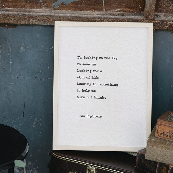 Foo Fighters Lyrics Etsy