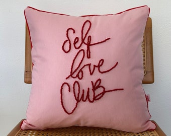 Galia Tasarim - Self Love Club Punch Embroidered Cushion Cover - Fun and Empowering Design