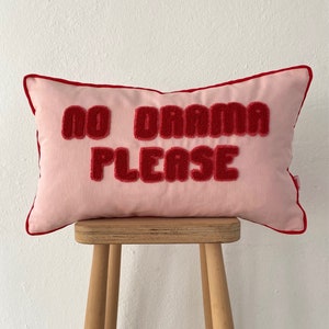 Galia Tasarim Pink Motto No Drama Please Punch Throw Pillow Cover image 1