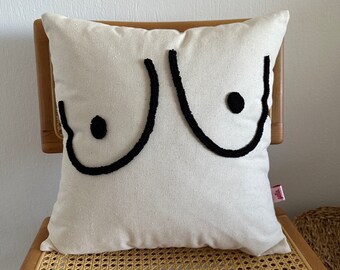 Galia Tasarim - Playful Punch Embroidered Pillow Cover with Cheeky Boob Design