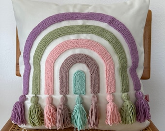 Galia Tasarim - Pastel Color Rainbow Punch Embroidered Cushion Cover