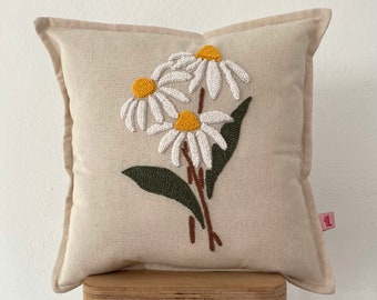 Galia Tasarim - Handmade Pillow Cover - The Blooming Beauty: Handmade Floral Cushion Cover in Bohemian Style