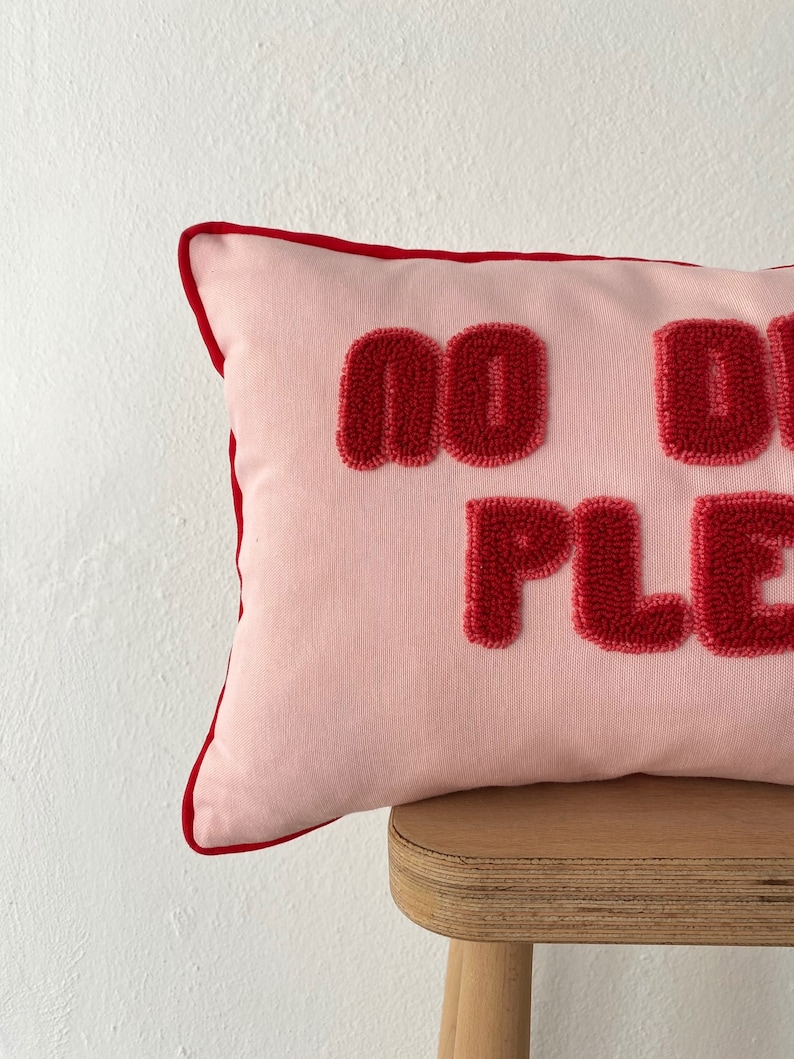 Galia Tasarim Pink Motto No Drama Please Punch Throw Pillow Cover image 2