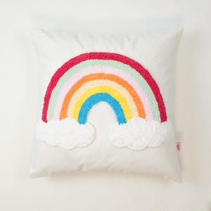 Galia Tasarim - Cojín de terciopelo con mechones arcoíris - Funda de cojín Nubes de colores (45 x 45 cm)