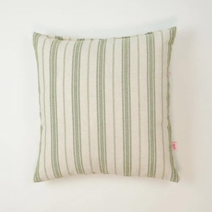 Galia Tasarim - Sage Green Striped Cushion Cover 45x45 cm