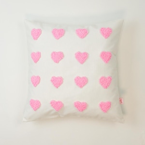 Galia Tasarim - Pink Velvet Heart Embroidered Pillow Cover 45x45 cm