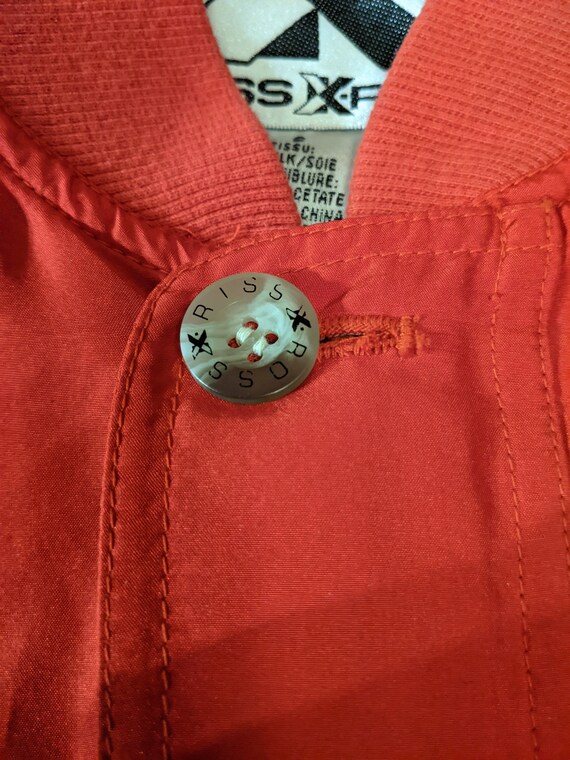 Retro 90s Silk Red Xriss Xross Bomber Jacket - image 7