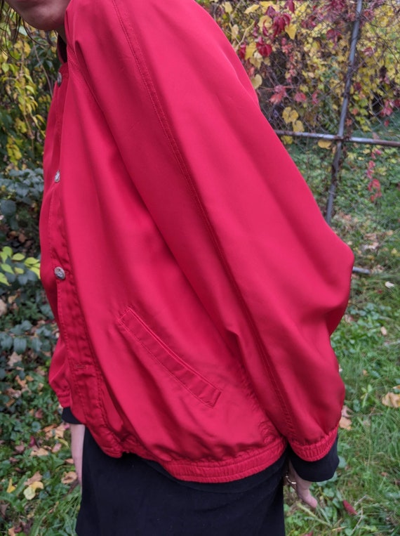 Retro 90s Silk Red Xriss Xross Bomber Jacket - image 4